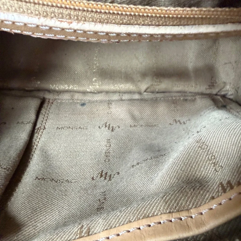 Monsac Leather Handbag Womens Tan Structured Minimalist Office Siren Small